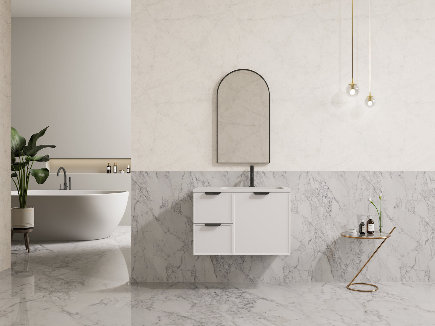 CETO Miami Wall Hung PVC Vanity with U shape soft closing drawers 600/750/900/1200SD/1500SD