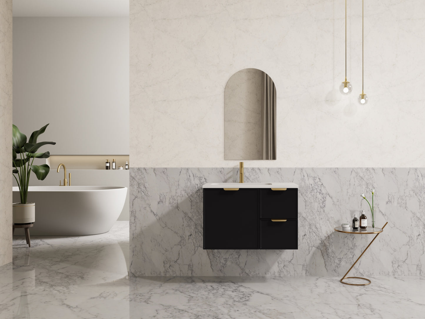 CETO Miami Wall Hung PVC Vanity with U shape soft closing drawers 600/750/900/1200SD/1500SD