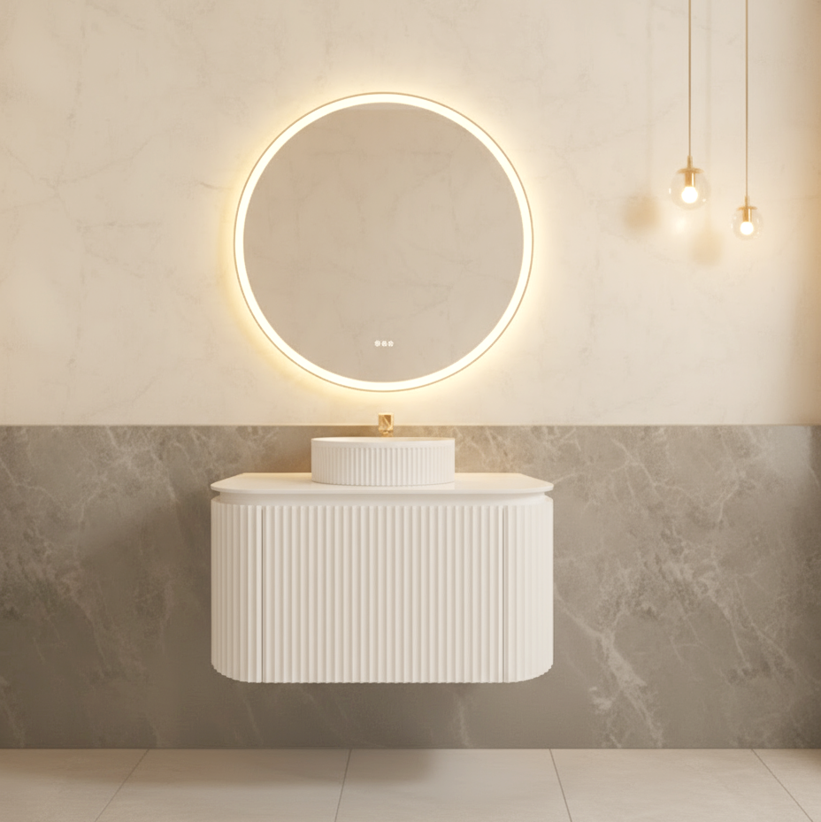 VITO NOOSA Fluted Curved Vanity with Side Drawers 600/750/900mm