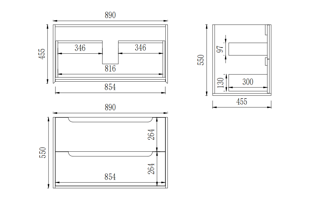 Wall Hung PVC Vanity 900*455*550mm