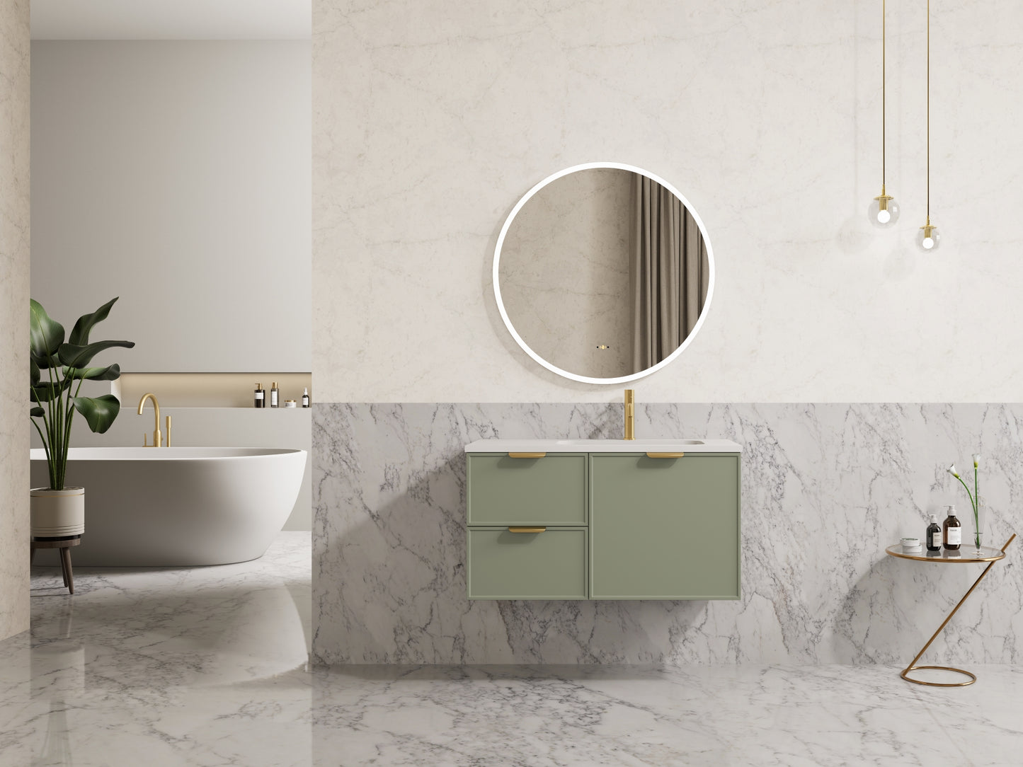 CETO Miami Wall Hung PVC Vanity with U shape soft closing drawers 600/750/900/1200SD/1500SD