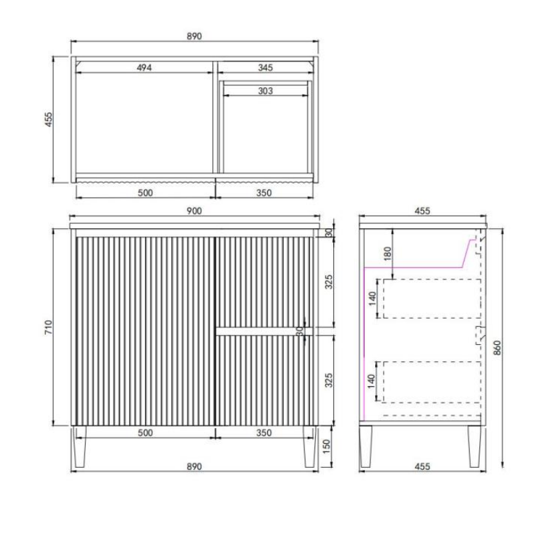 Brighton Floor Vanity 900*460*880mm Matte White