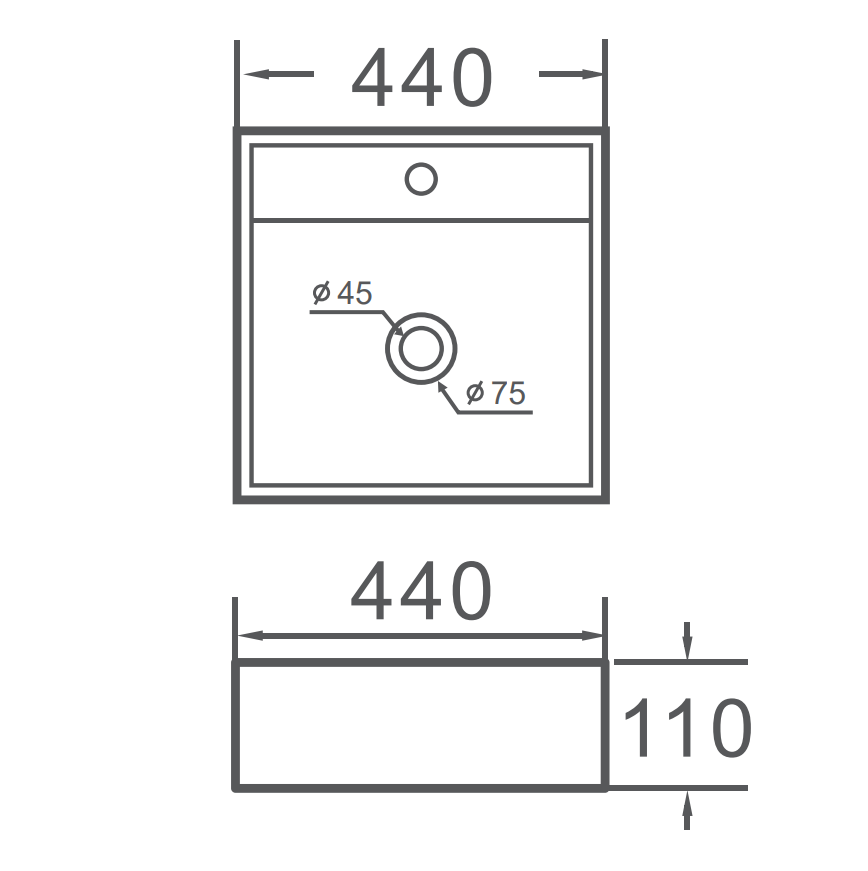 VITO Wall-Mounted Ceramic Basin 400*330*100mm