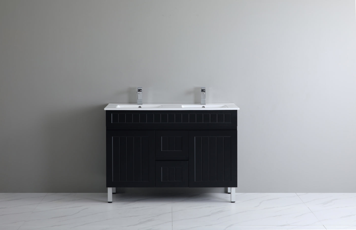 Ceto ACACIA 1200mm*460mm*860mm double bowl free standing Matte black big size vanity