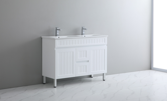 Ceto ACACIA 1200mm*460mm*860mm double bowl free standing Matte White big size vanity