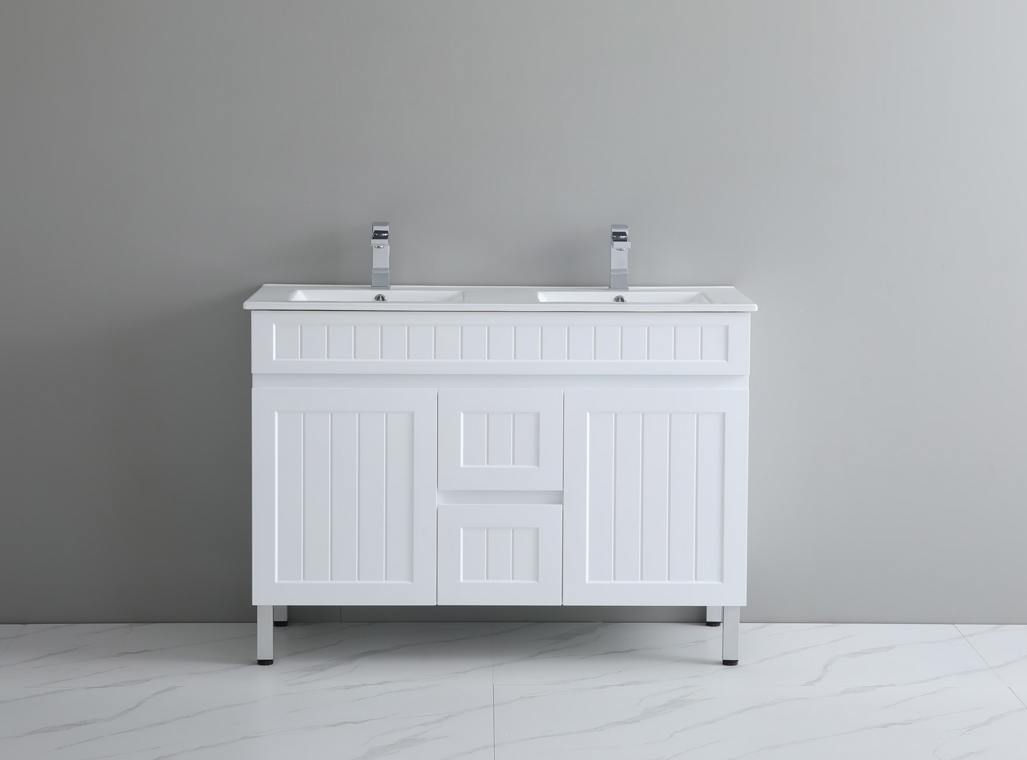 Ceto ACACIA 1200mm*460mm*860mm double bowl free standing Matte White big size vanity