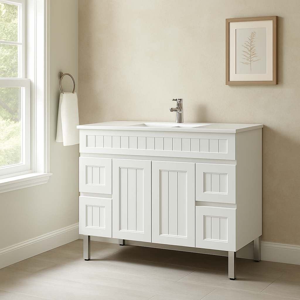 Ceto ACACIA 1500*460*860mm double bowl free standing Matte White Vanity