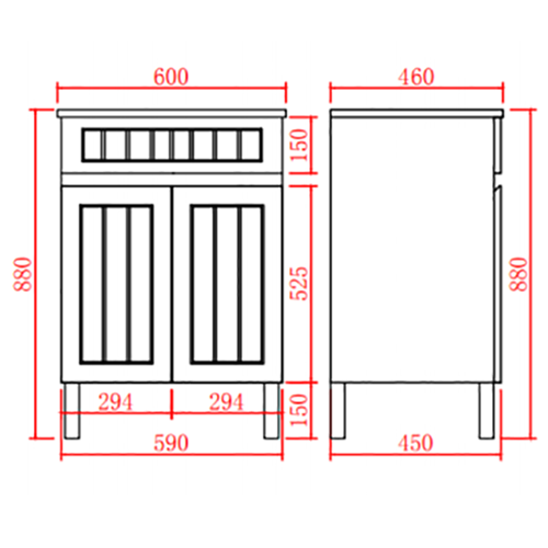 Ceto ACACIA 600mm*465mm*860mm free standing Matte White vanity