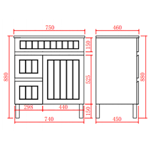 Ceto ACACIA 750mm*460mm*860mm free standing Matte White