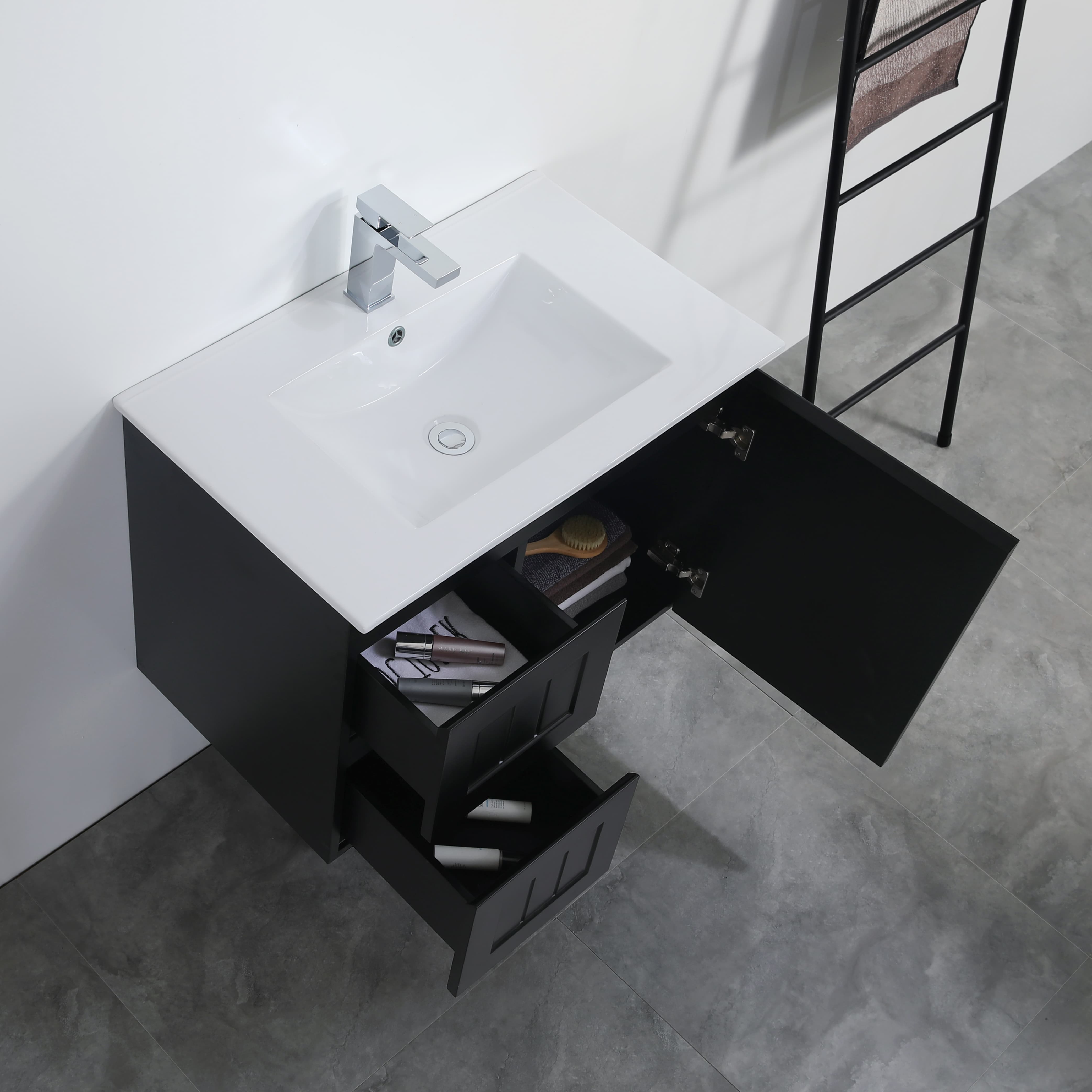 Acacia Wall-Mounted Vanity 750*450*560mm Matte Black