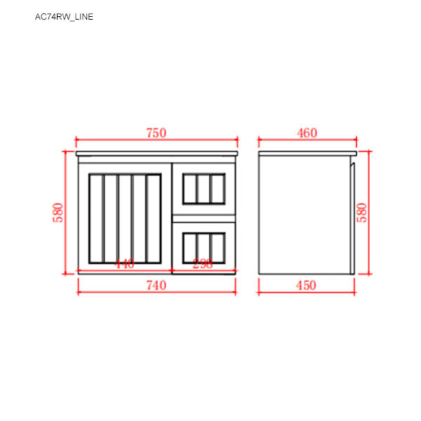 CETO Acacia Wall Hung PVC Cabinet With Soft closing doors 600/750/900 AC64W/AC74LW/AC74RW/AC94LW/AC94RW-MW/-MB