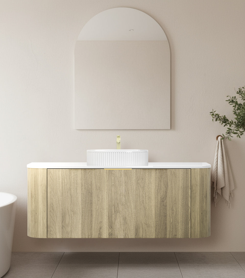 CETO Artis Wall-Hung PVC Fluted Curved Cabinet with Inner Drawers 1200/1500mm ARD1200W/1220/1500W/1550W-S-CO/PO/WAL