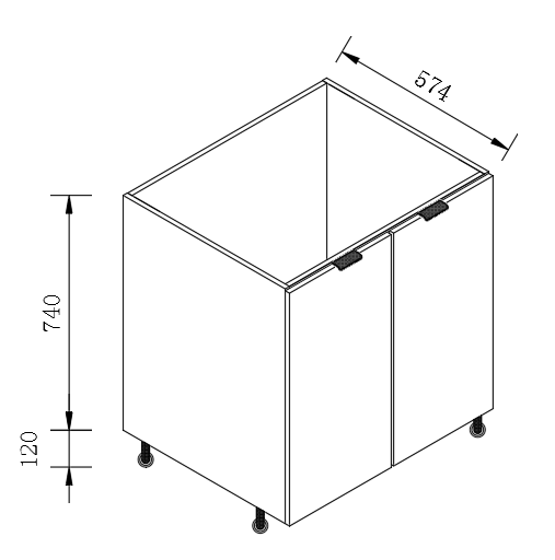 Kitchen Floor Cabinet 2 Doors Cupboard 550-1000mm