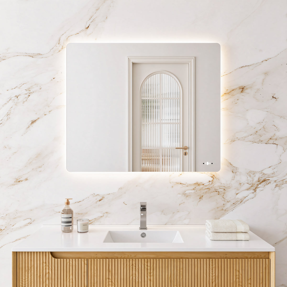 Rectangular LED Backlit Bathroom Mirror Pencil Edge 750-1200mm