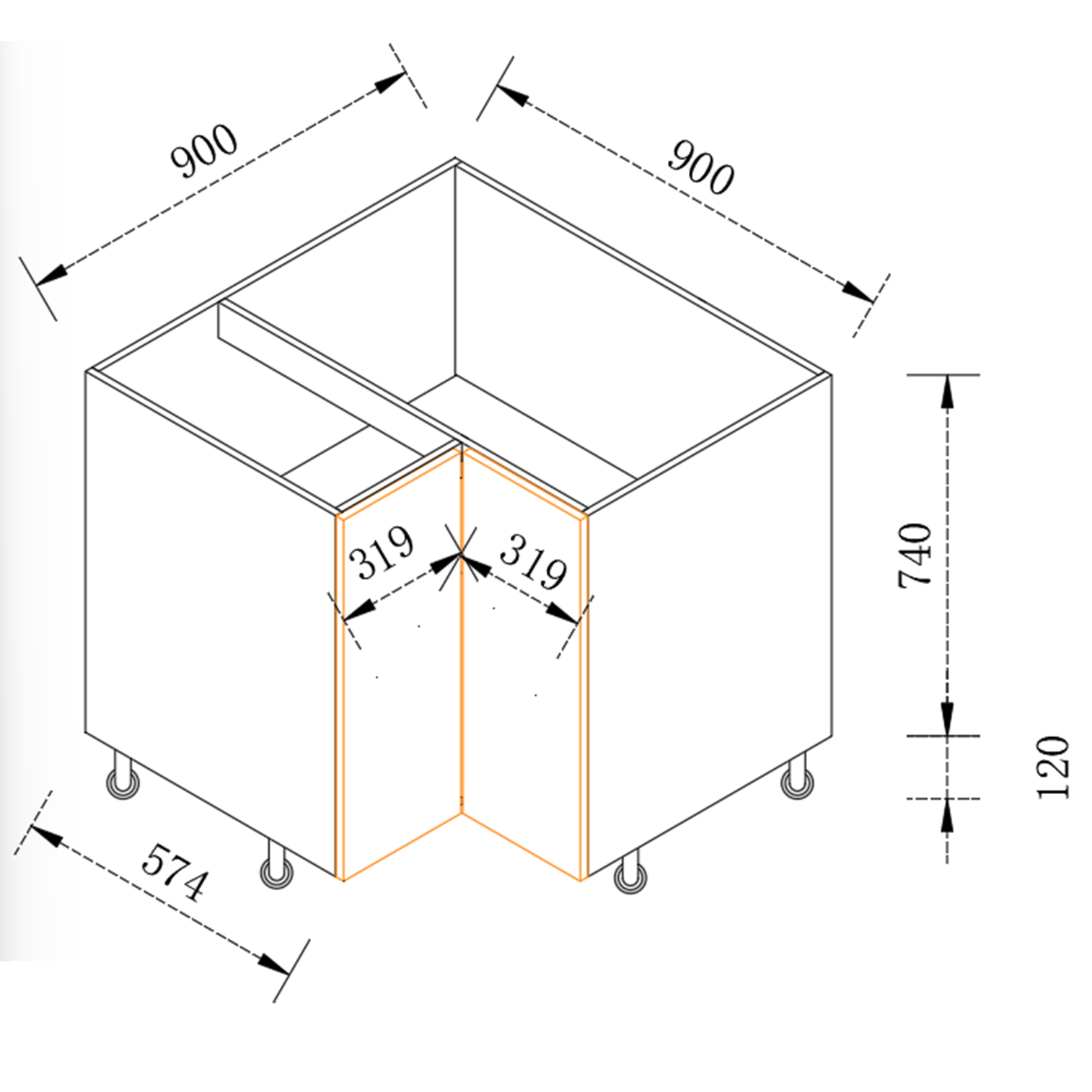Kitchen Floor Corner Cabinet 800/900mm