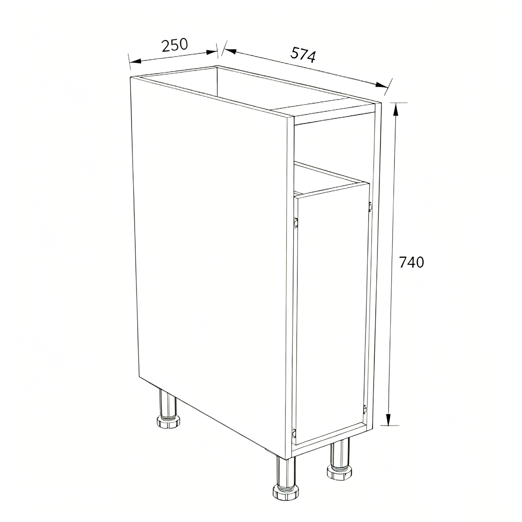 Standing 3-Tier Spice Rack Cabinet 200mm/250mm
