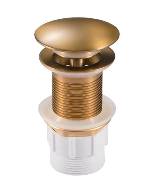 32mm Brass Pop Up Waste Mushroom Top NON Overflow Brushed Gold