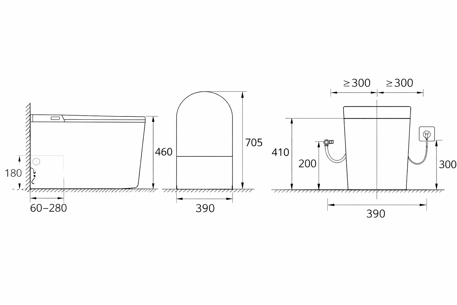 Benton Smart Bidet Toilet Seat with Dual Wash 705*390*460mm