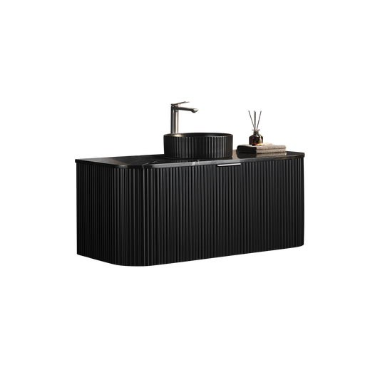 Ceto Avalon Wall Hung PVC Cabinet Matte Black Curve Edge Size:1190*493*470mm