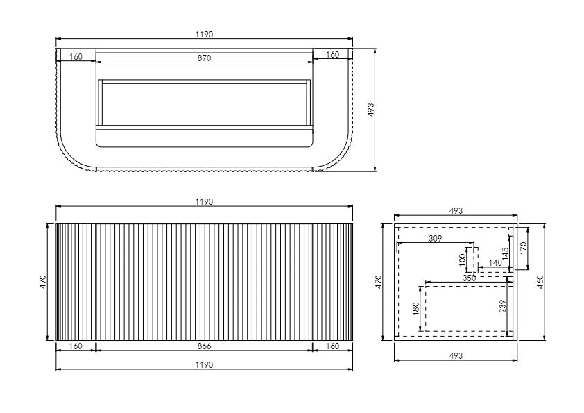 CETO AVALON Wall Hung PVC Cabinet Curve Edge 1200/1500/1800 CA1200W/CA1500W/CA1800W-MW/-MB