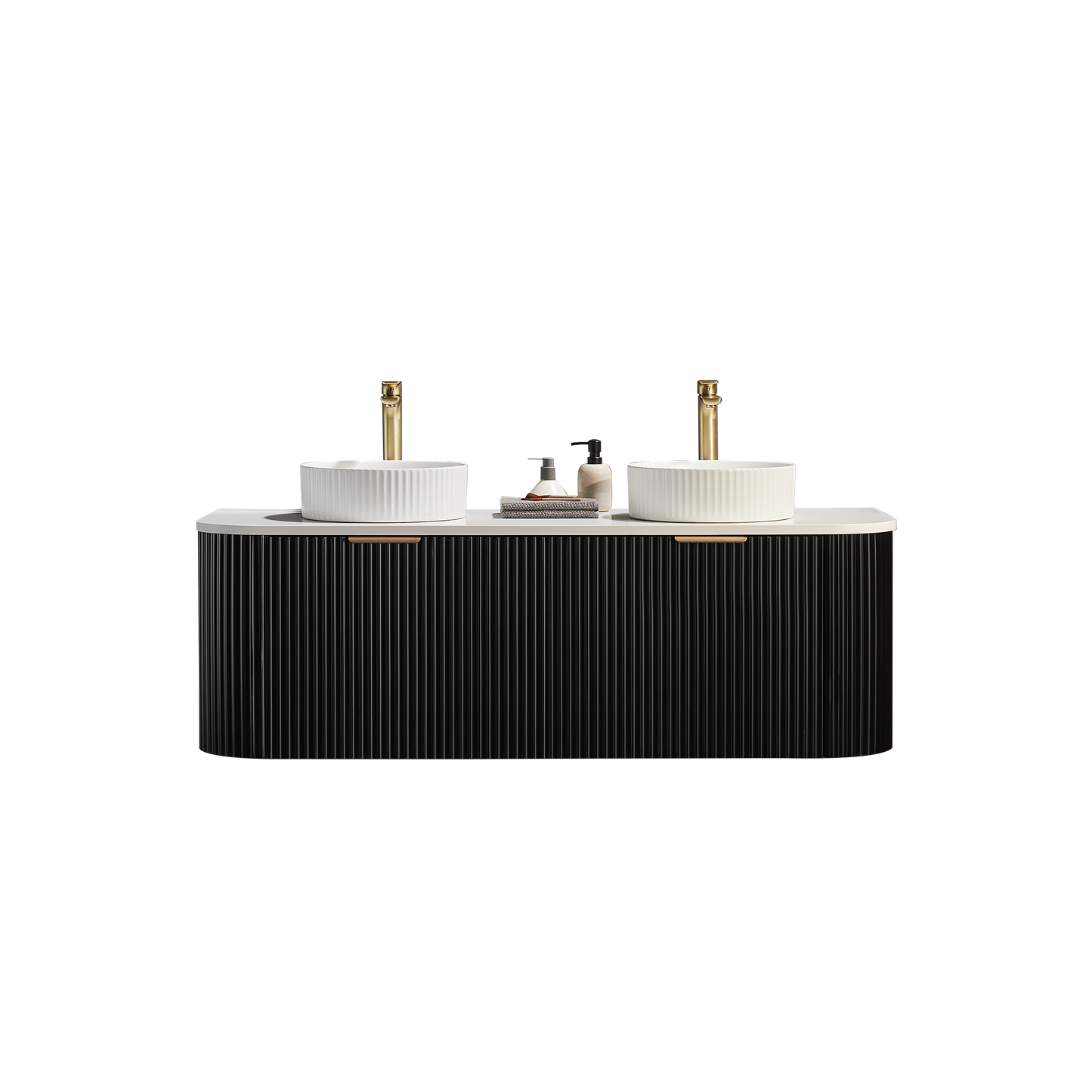 Ceto Avalon Wall Hung PVC Cabinet Matte Black Curve Edge Size:1490*493*470mm