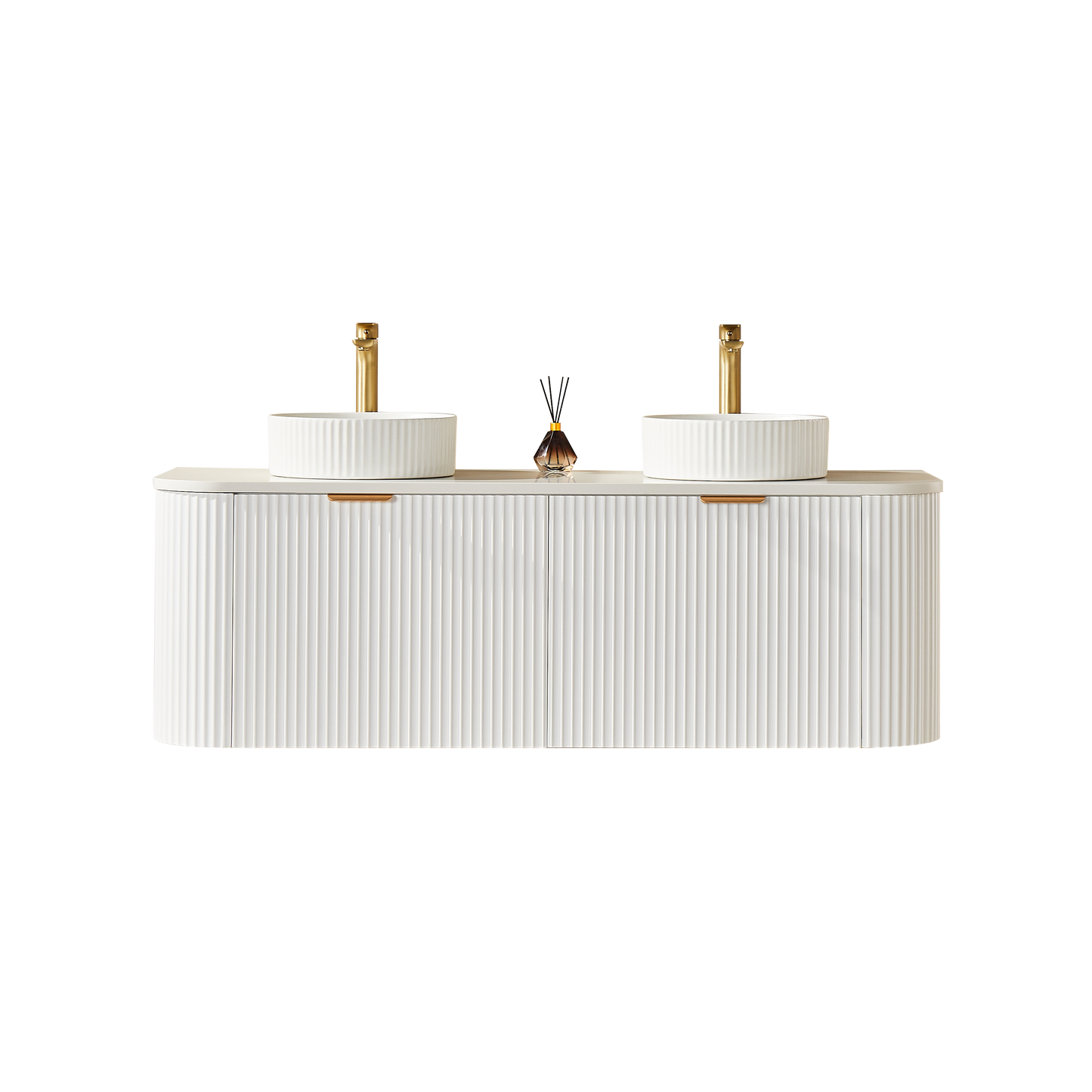 Wall Hung PVC Cabinet Matte White Curve Edge Size:1790*493*470mm