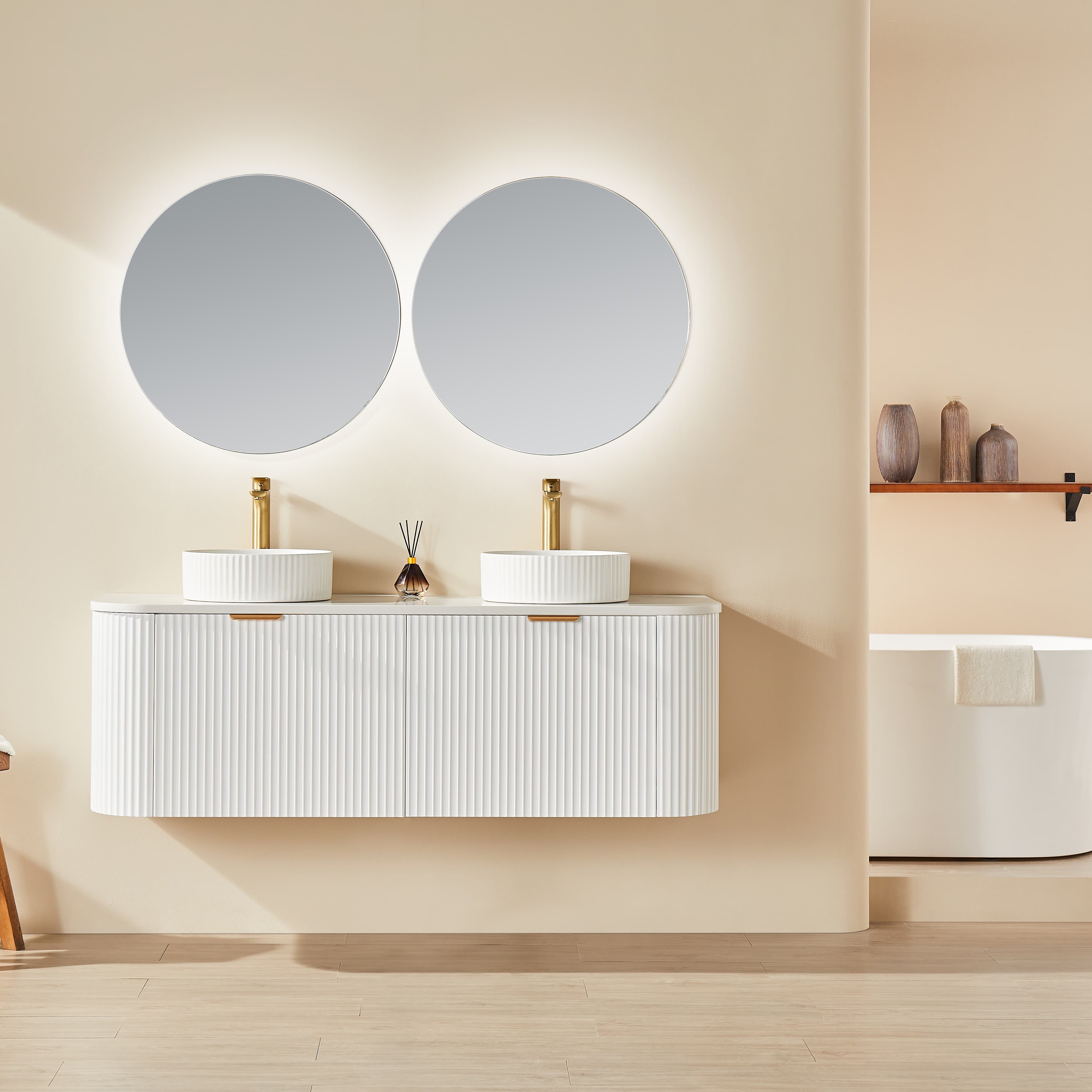 Ceto Avalon Wall-Mounted Polymer Cabinet 1490*493*470mm Matte White