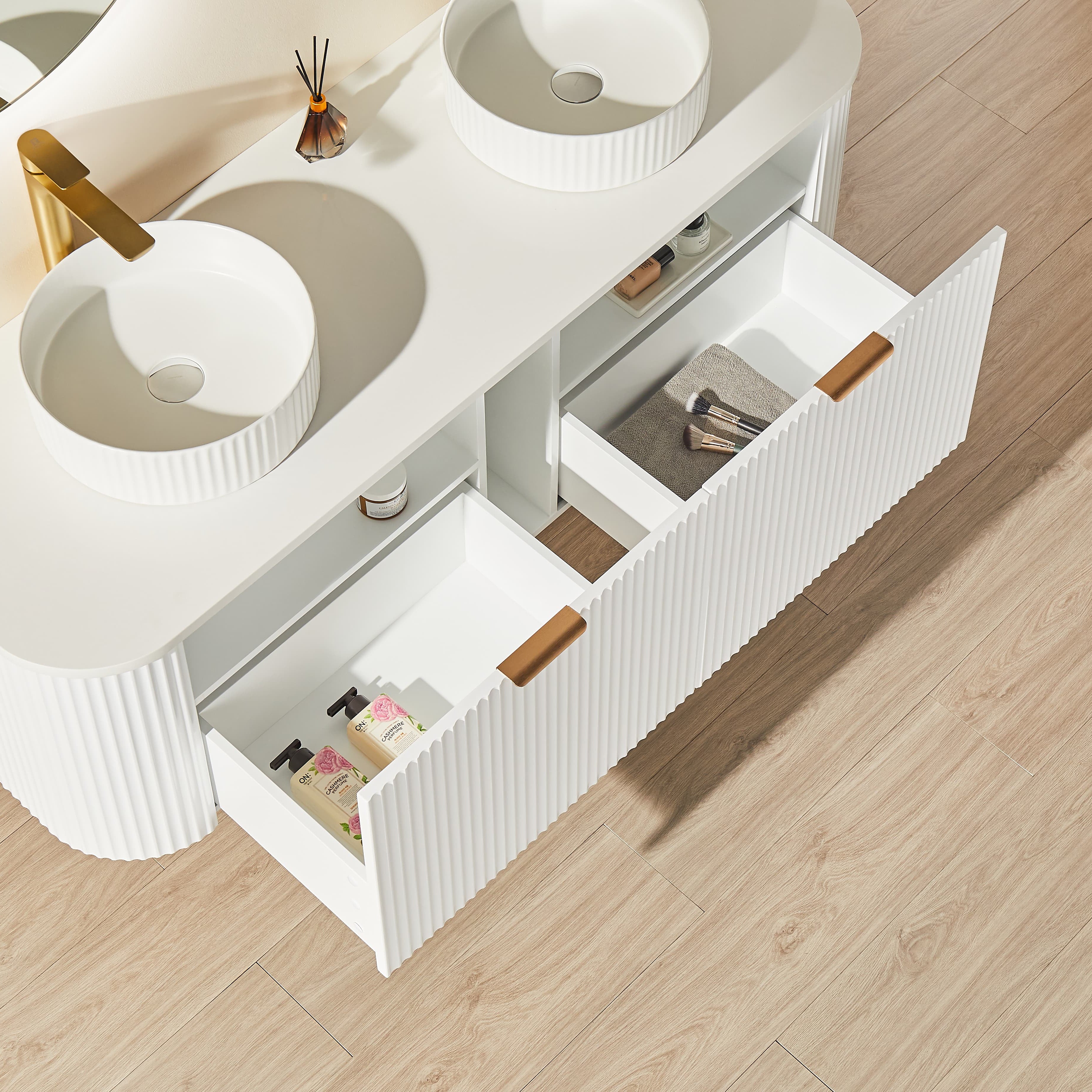 Ceto Avalon Wall-Mounted Polymer Cabinet 1490*493*470mm Matte White