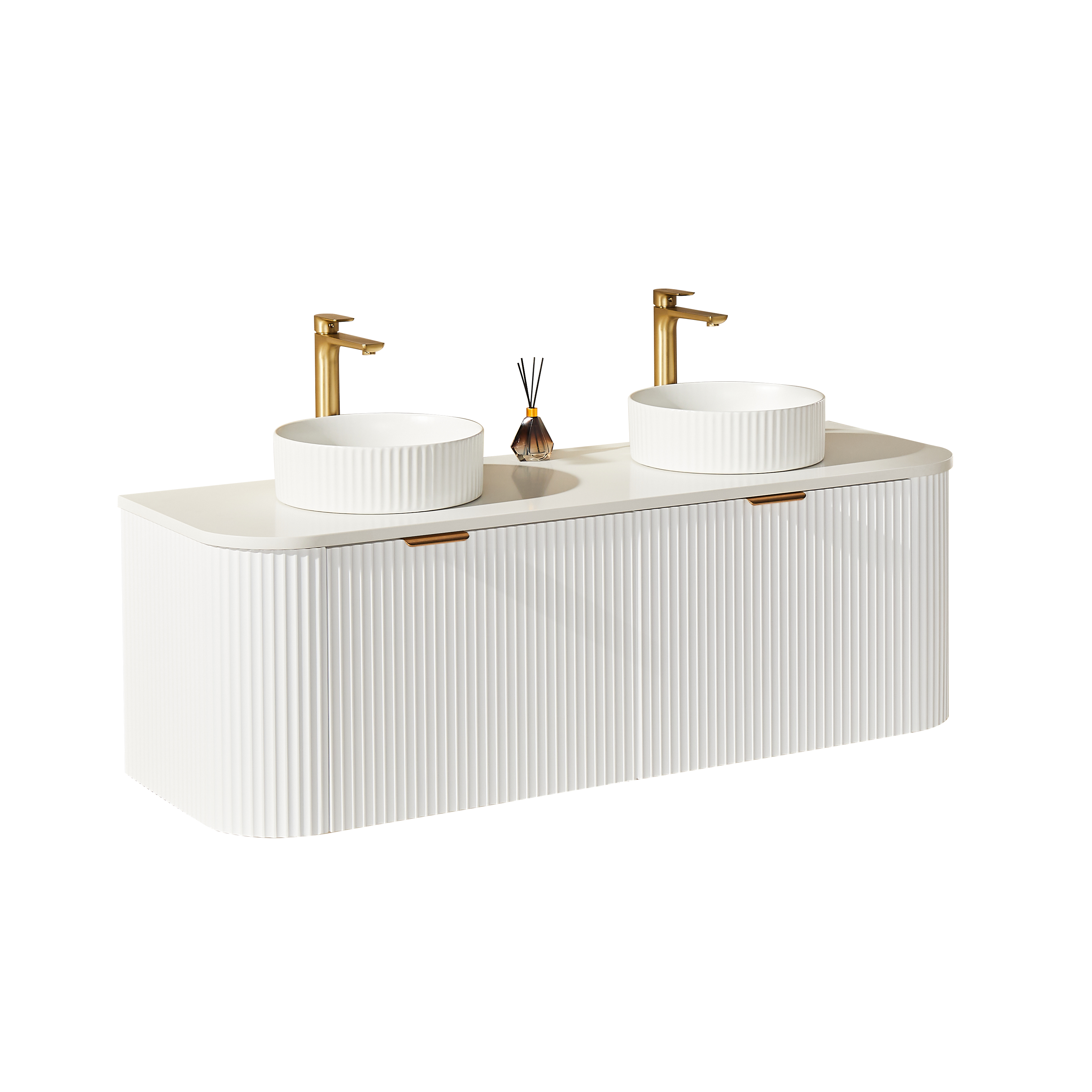 Solea Wall Hung Fluted Curved Vanity with Soft Closing Drawers 1190-1790mm