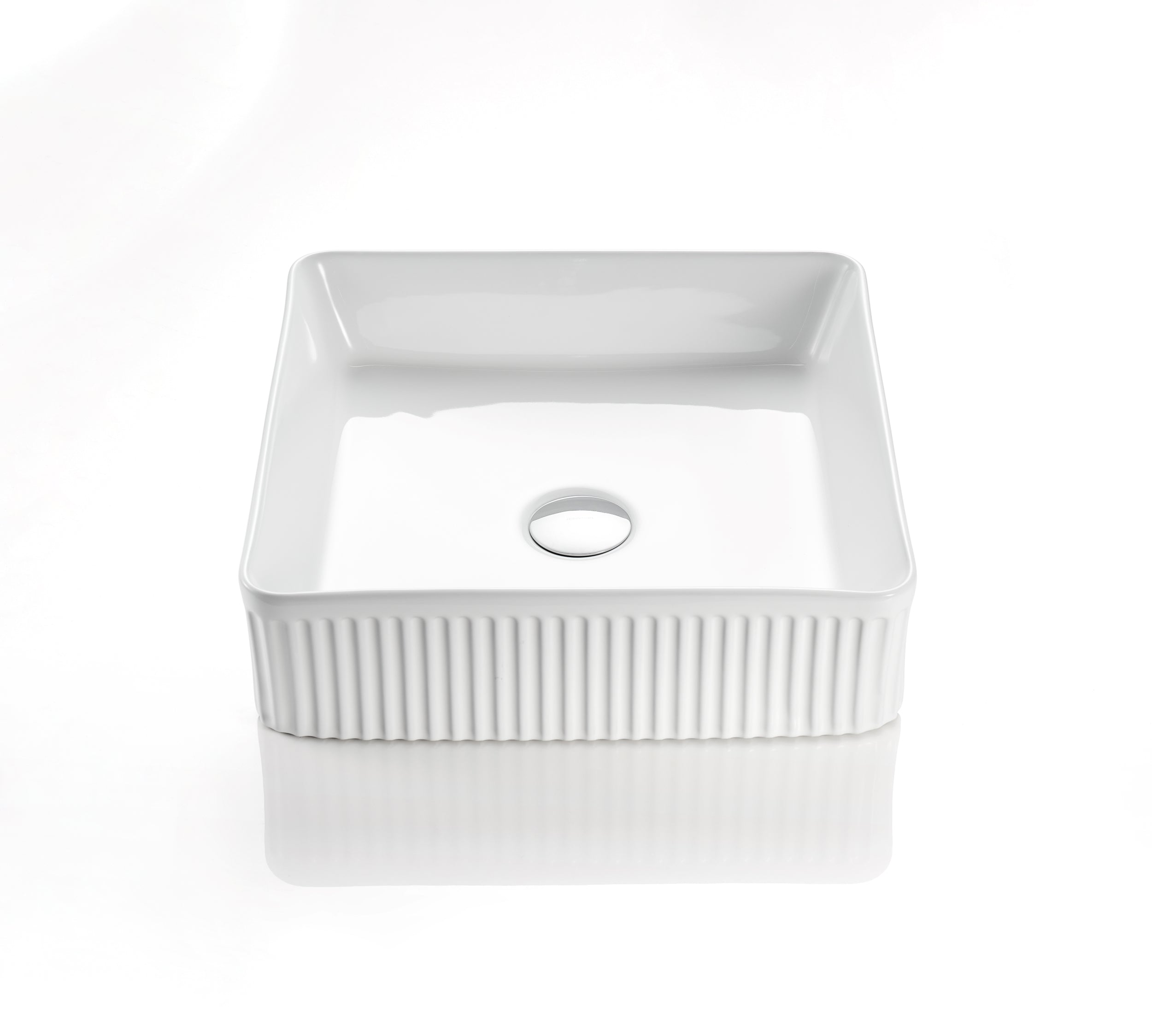 VITO Athena Fluted Square Premium Ceramic Above-Counter Basin 415*415*120mm