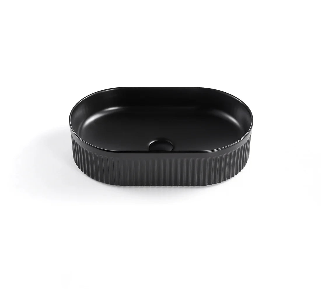 VITO Athena Fluted Oval Premium Ceramic Above-Counter Basin 590*370*100mm