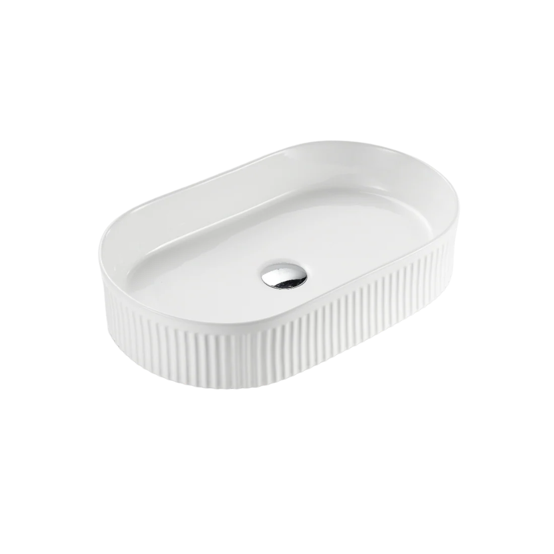 VITO Athena Fluted Oval Premium Ceramic Above-Counter Basin 590*370*100mm