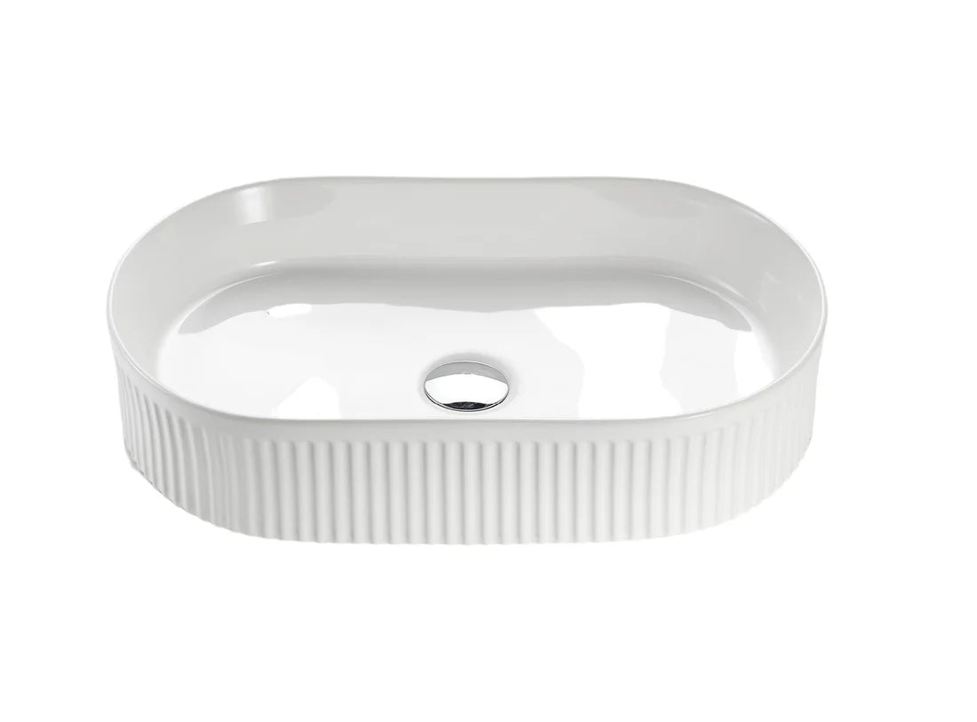 VITO Athena Fluted Oval Premium Ceramic Above-Counter Basin 590*370*100mm