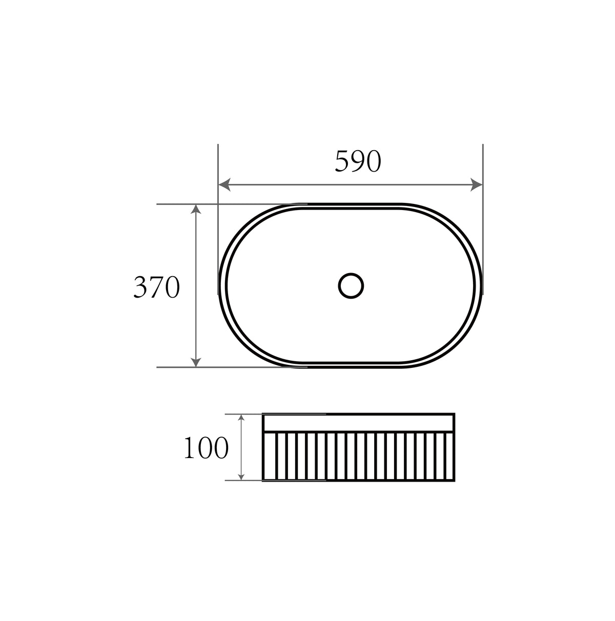 Fluo Ribbed Arch Console Basin 590*370*100mm