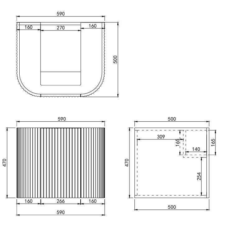Arcadia Standard Wall-Mounted Vanity 590*493*470mm Matte Black