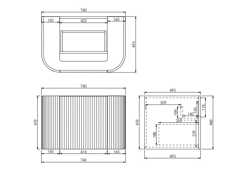 CETO AVALON Wall Hung PVC Cabinet Curve Edge 600/750/900 CA600W/CA750W/CA900W-MW/-MB