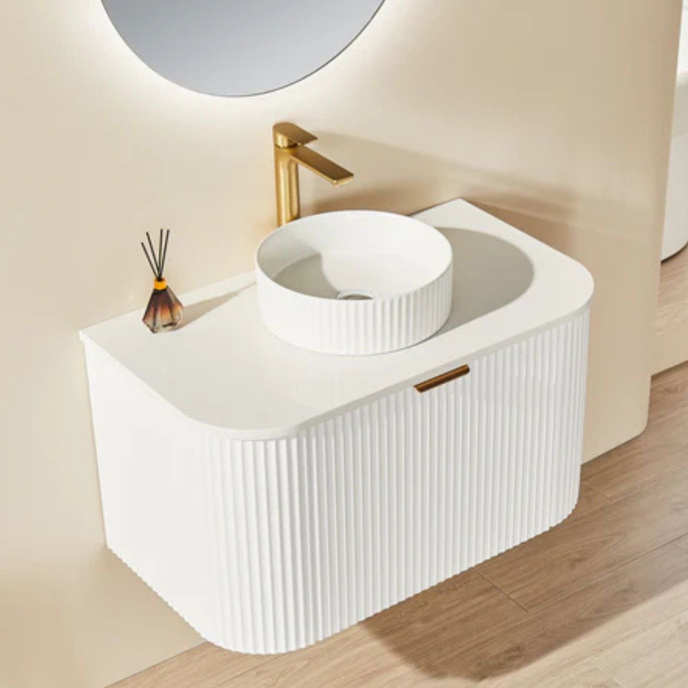 Ceto AVALON Wall Hung PVC Cabinet Matte White Curve Edge Size:740*493*470mm