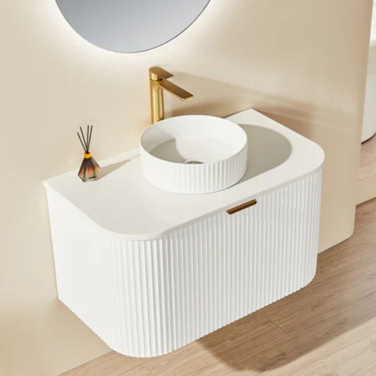 Ceto AVALON Wall Hung PVC Cabinet Matte White Curve Edge Size:740*493*470mm