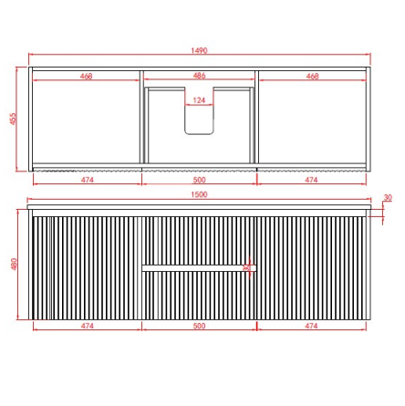 Wyrewood Wall-Mounted Vanity 1210*455*480/1490*455*480mm