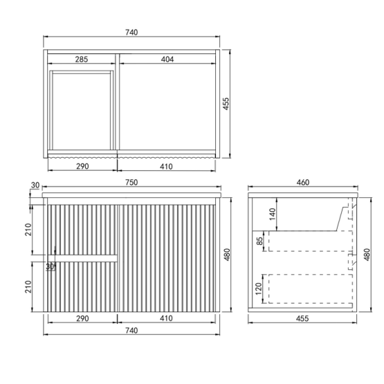Wyrewood Wall-Mounted Vanity 590-1190mm