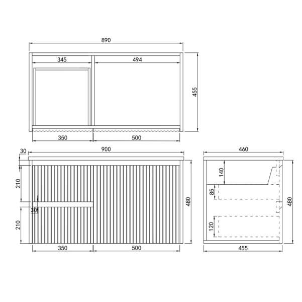 Wyrewood Wall-Mounted Vanity 590-1190mm