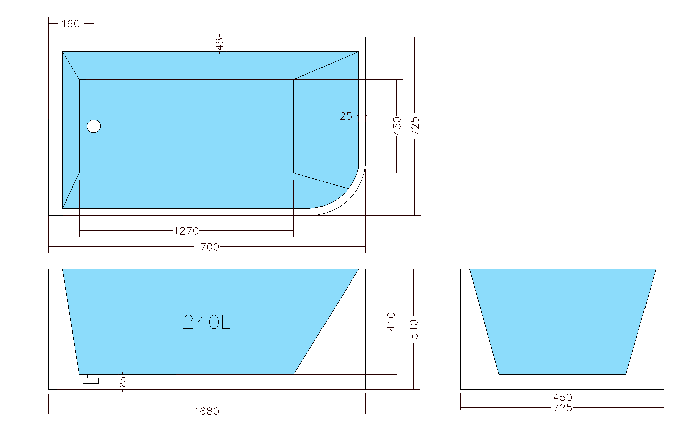 Madria Left Corner Bath 1300-1700mm