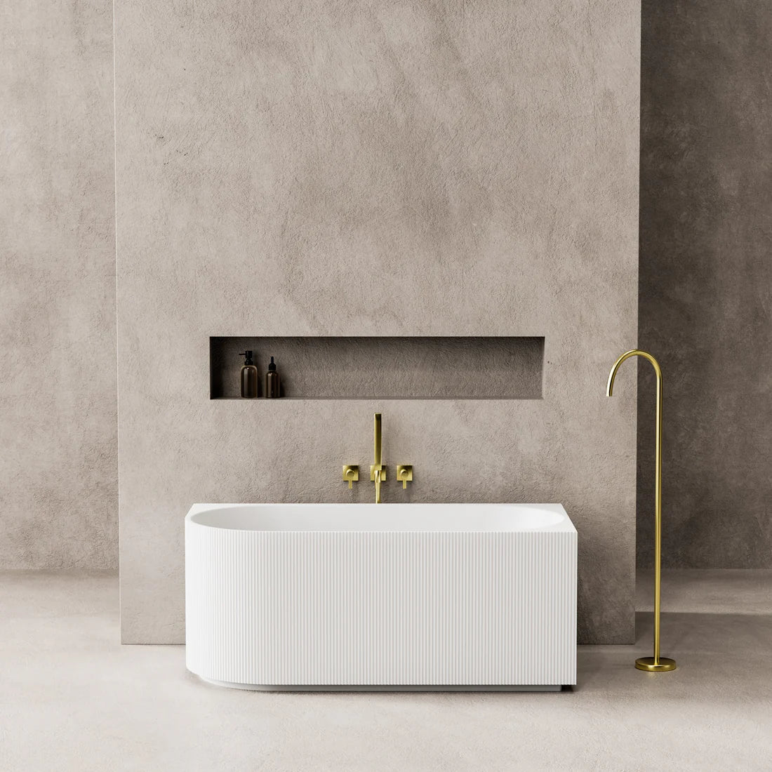 Capri Fluted Corner Freestanding Bathtub 1500/1700mm CGV1500L/R-GW/MW/MB/CGV1700L/R-GW/MW/MB