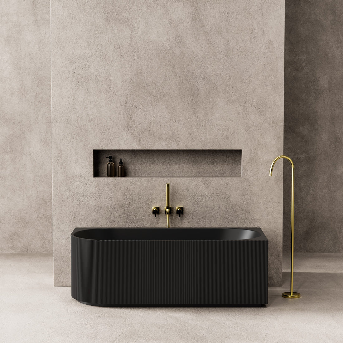 Capri Fluted Corner Freestanding Bathtub 1500/1700mm CGV1500L/R-GW/MW/MB/CGV1700L/R-GW/MW/MB