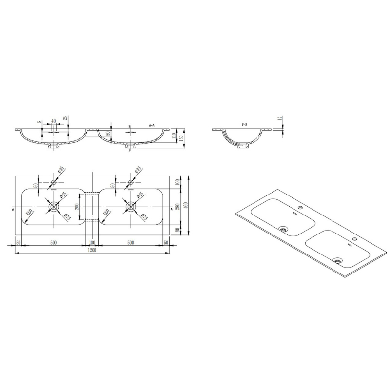SOLID SURFACE TOP 600-1800mm