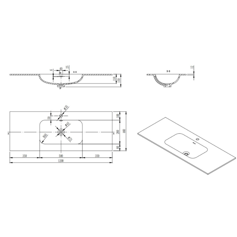 SOLID SURFACE TOP 600-1800mm