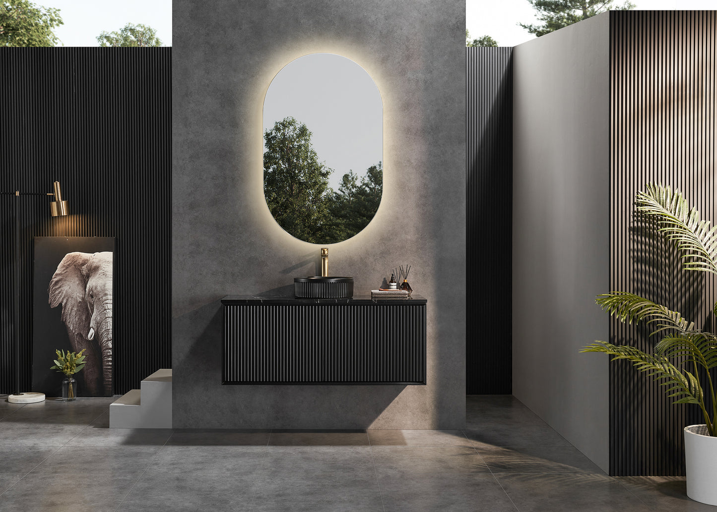 1200*460*500mm PVC Wall hung push open drawer vanity