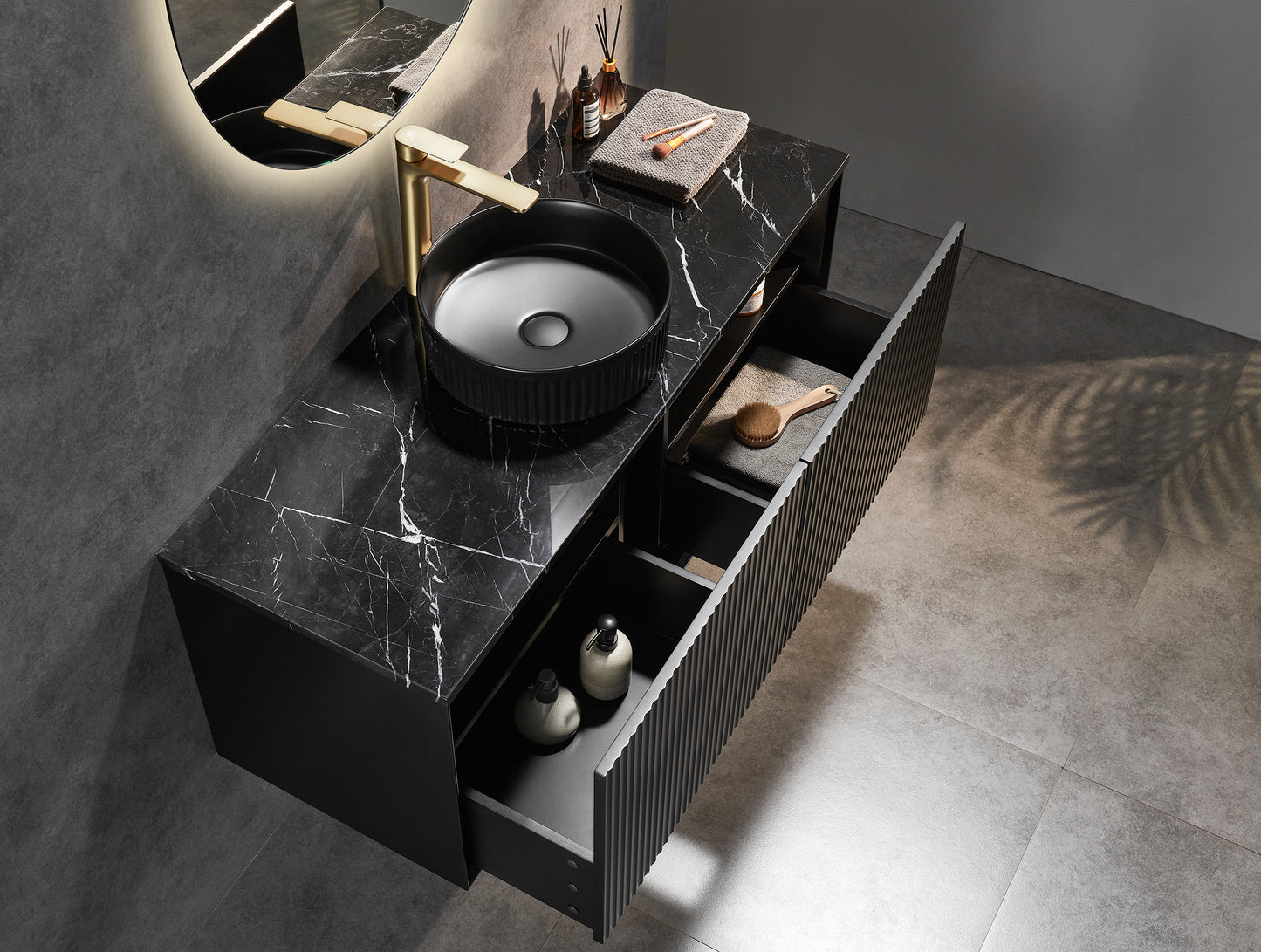 1200*460*500mm PVC Wall hung push open drawer vanity