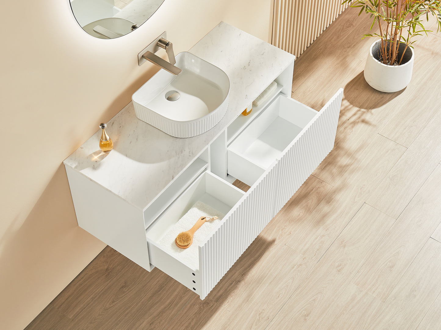1200*460*500mm PVC Wall hung push open drawer vanity