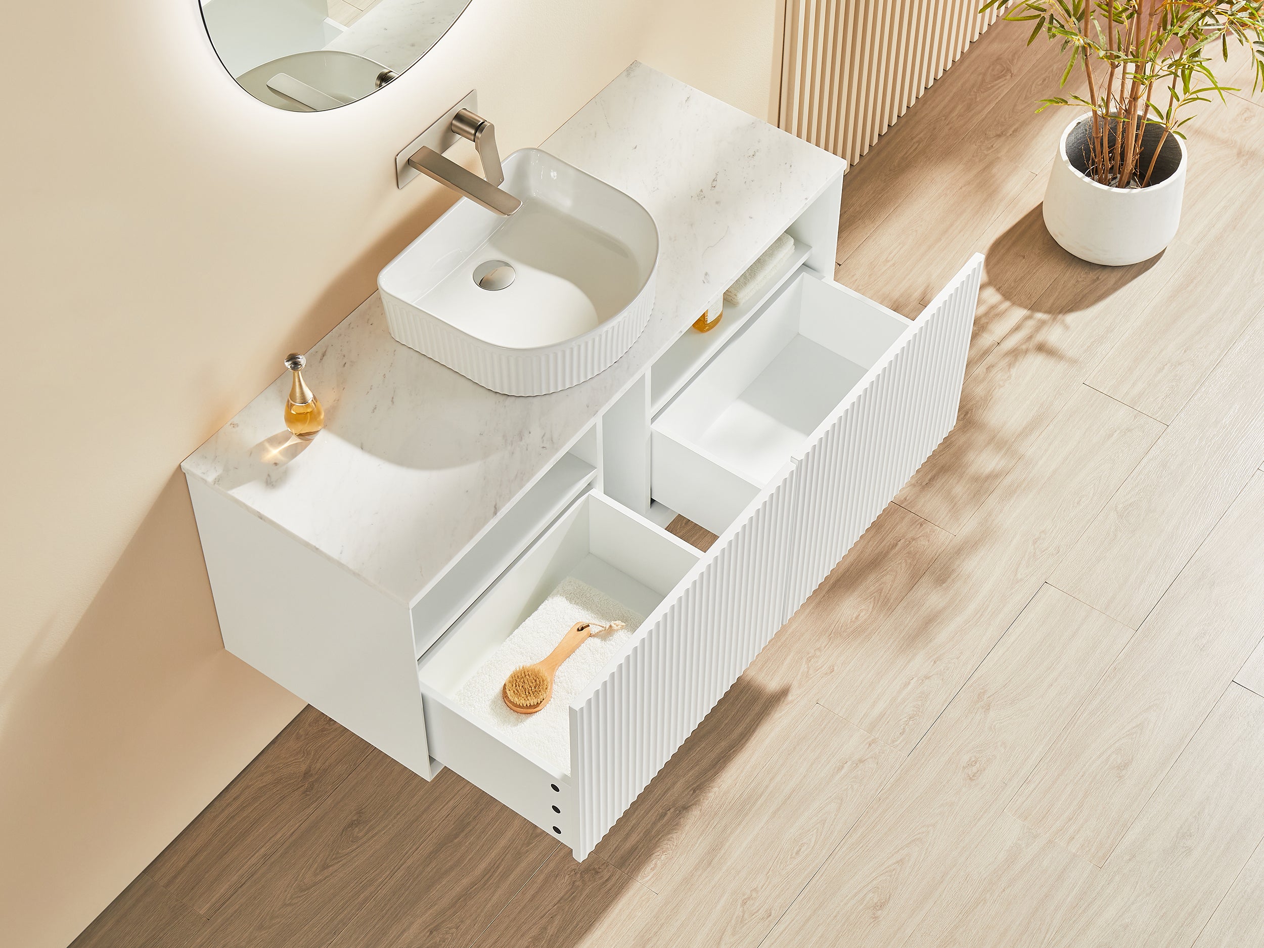 Ceto Kirribilli 1200*460*500mm PVC Wall hung push open drawer vanity